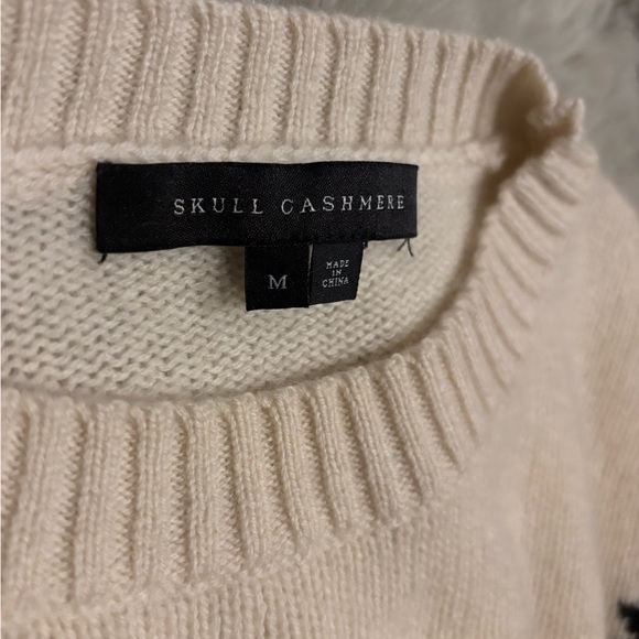 Skull Cashmere Cream and Black Sweater with Skull on Side - Picture 3 of 8